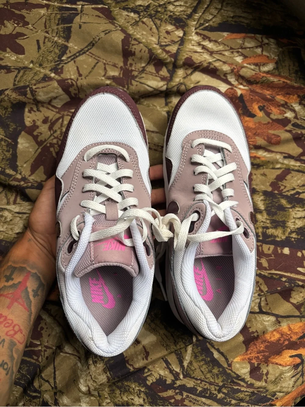 Nike Women's Air Max 1 in Burgundy and Blush Pink